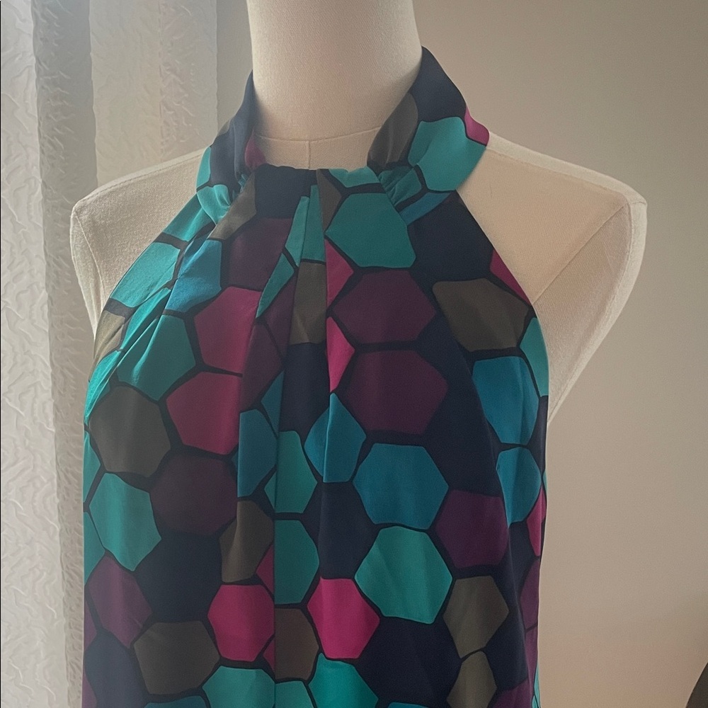 Trina Turk Multicolor Halter Neck Women Top 12 Silk - Picture 4 of 10